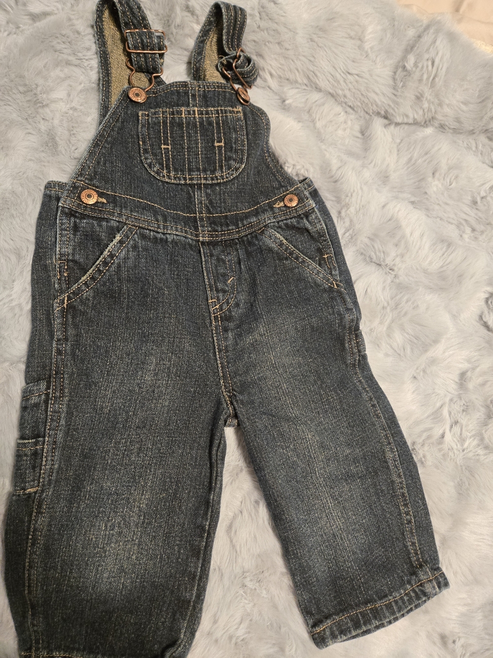 Levi's Dark Wash 100% Cotton Denim Overalls Size 18 Months